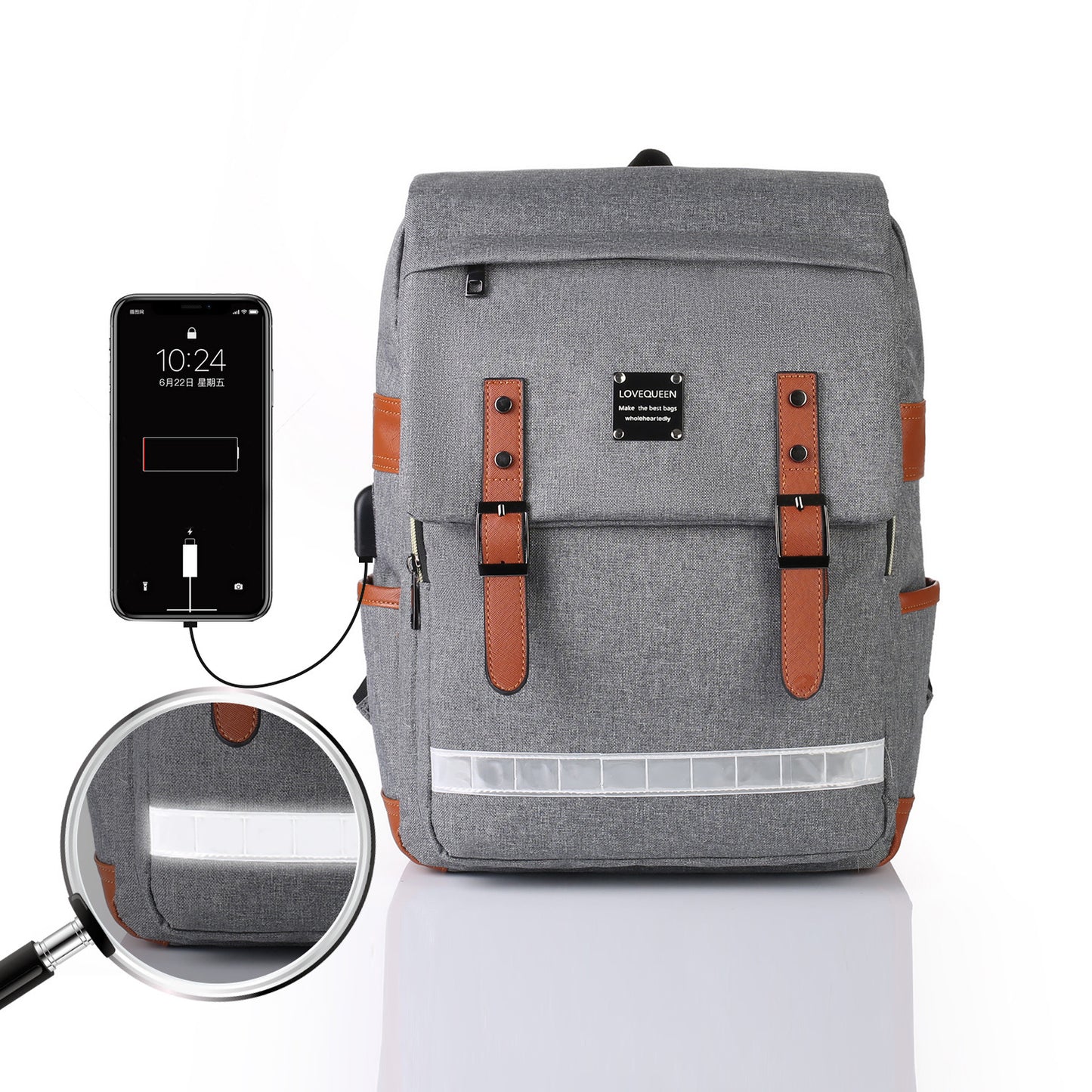 Casual Large-capacity Backpack with Mobile Charginng Option