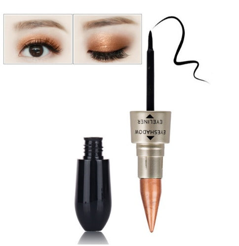 Doppelkopf-Lidschatten in sechs Farben, schwarzer Eyeliner