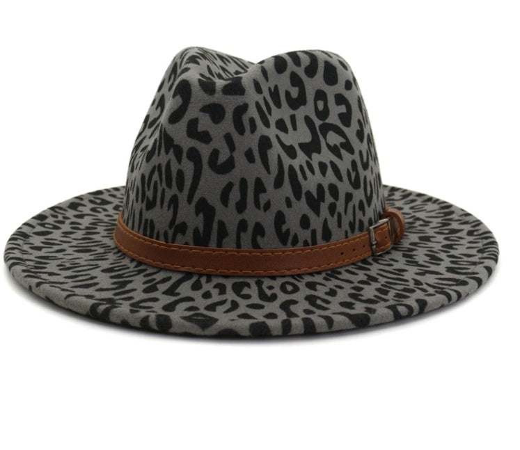 New leopard fur autumn and winter jazz hat