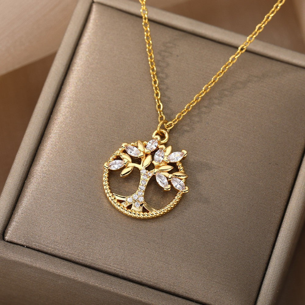 Hollow Tree Of Life Necklace Jewelry Pendant Female 18K