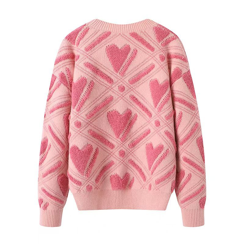 ROSA HERZMUSTER-RUNDHALSPULLOVER