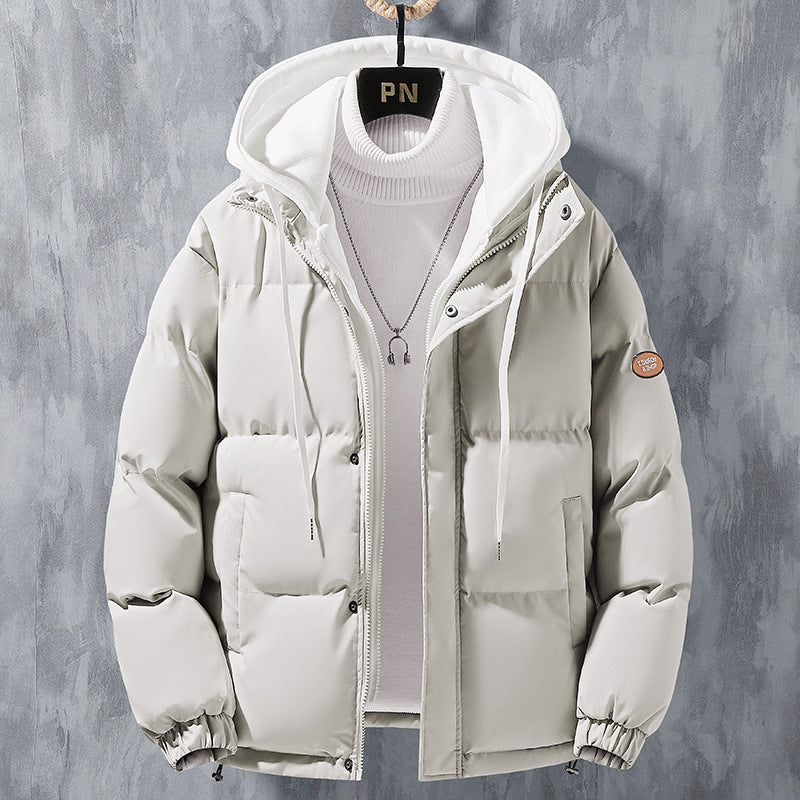 Modische, winddichte, verdickte Kapuzenjacke aus Baumwolle mit fester Freizeitsportjacke