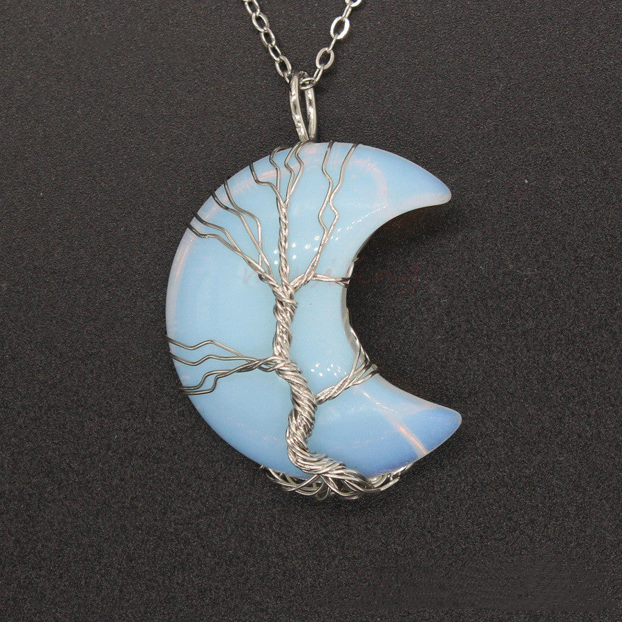 Handmade Necklace Jewelry Moon Natural Crystal Stone