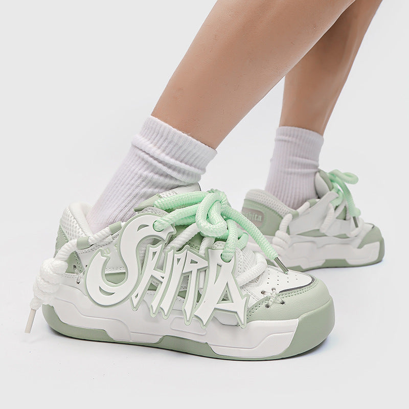 Denim Canvas Brotschuhe Plateau Sneakers