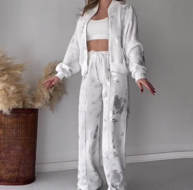 Pure Color Sequins Design Sense Track suit