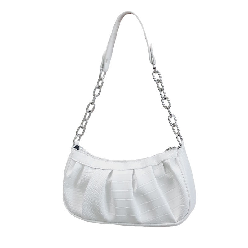 One-shoulder Diagonal Baguette Folds Cloud Pattern Niche Design Chain Underarm Bag