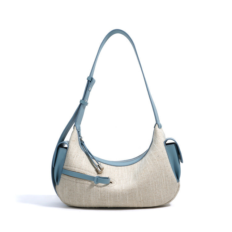 Damen-Handtasche aus zweilagigem Rindsleder im Baumwolldesign mit besonderem Interesse