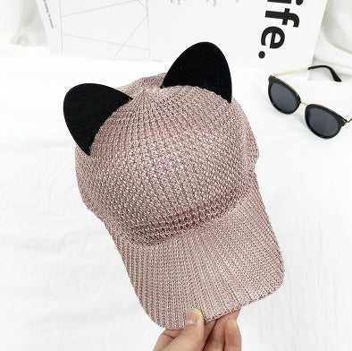 夏に使えるかわいい猫耳通気性ソーラーメッシュ野球帽