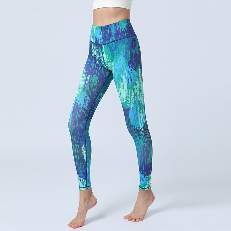 Modische Yogahose mit Blätter-Print
