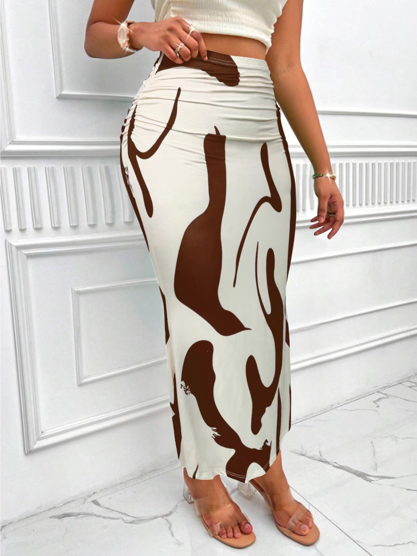 Zebra Pattern Tight Fitting High Waisted Fish Tail Fashion Skirt