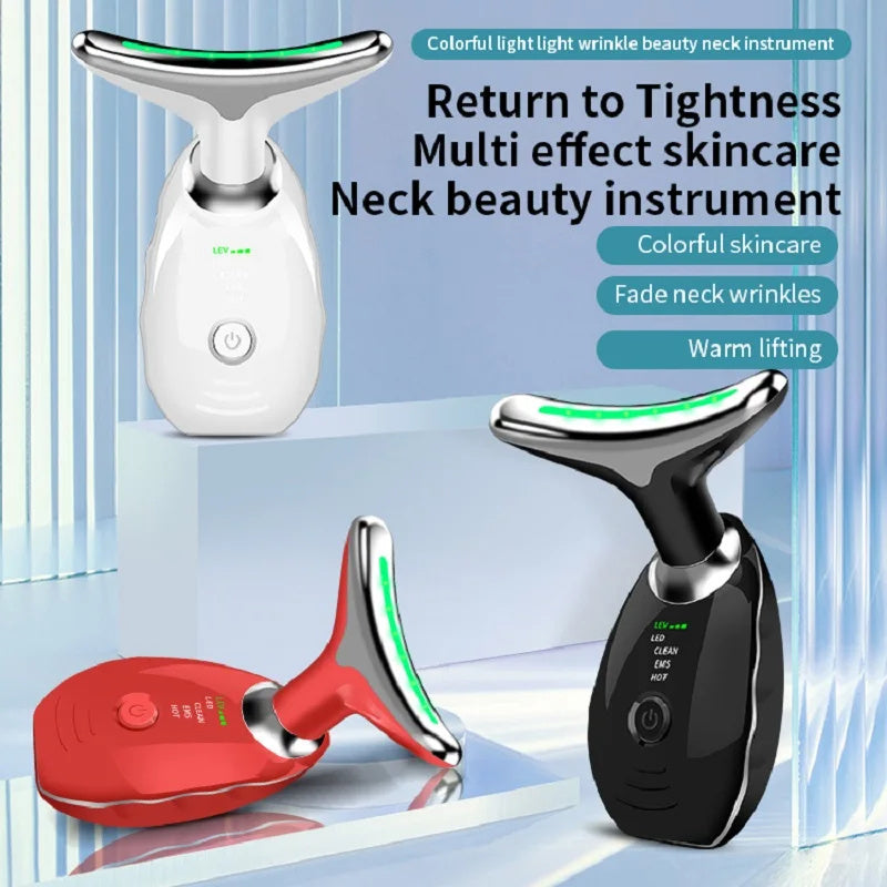 Neck Face Beauty Device Colorful LED Photon Therapy Skin Tighten Reduce Double Chin