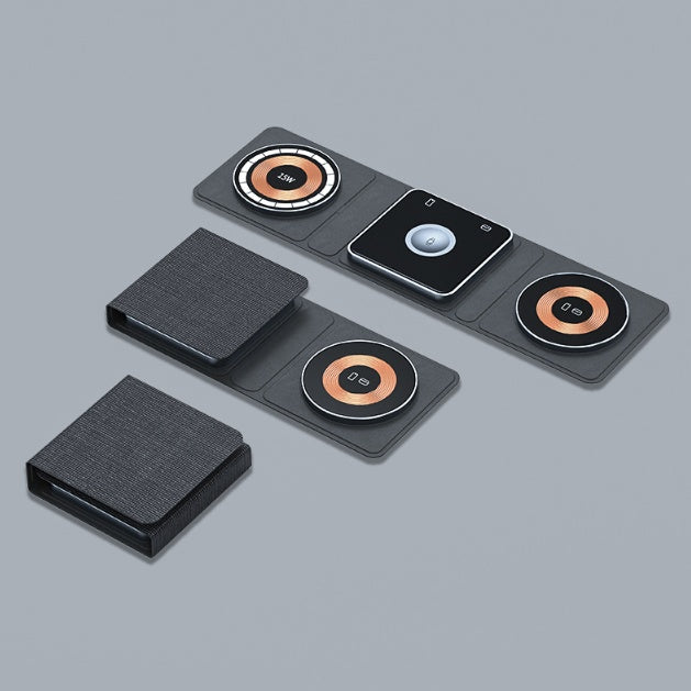 3 in 1 マグネット式折りたたみ式ワイヤレス充電ステーション iPhone 用 透明 急速充電 iWatch と Airpods