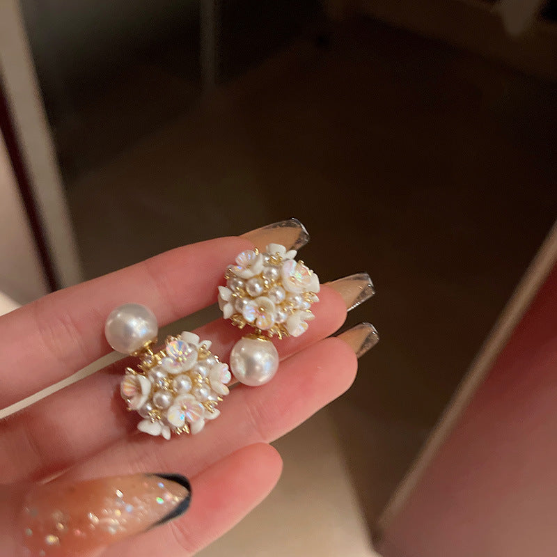 Pearl Flower Earrings Niche Design