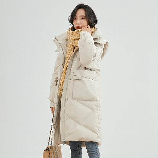 White Duck Down High-end Warm Women's Slimming Pinghu Coat Jacket