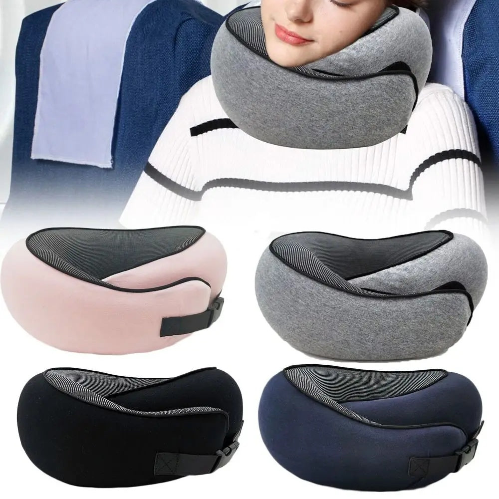 Soft Memory Foam Travel Neck Pillow U Shape Adjustable Support Comfortably Sleeping