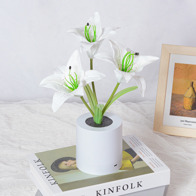 Rechargeable Led Lily Flower Pot Lamp