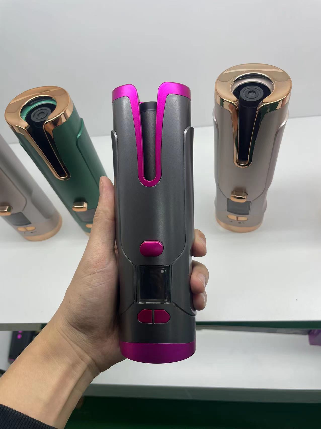 Rechargeable Automatic Hair Curler Portable Hair Curling Iron with LCD Display