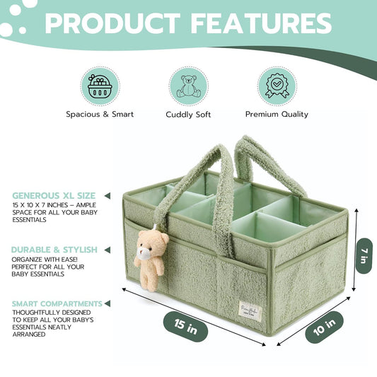 Diaper Caddy Organizer For Changing Table, Storage Basket For Wipes Etc
