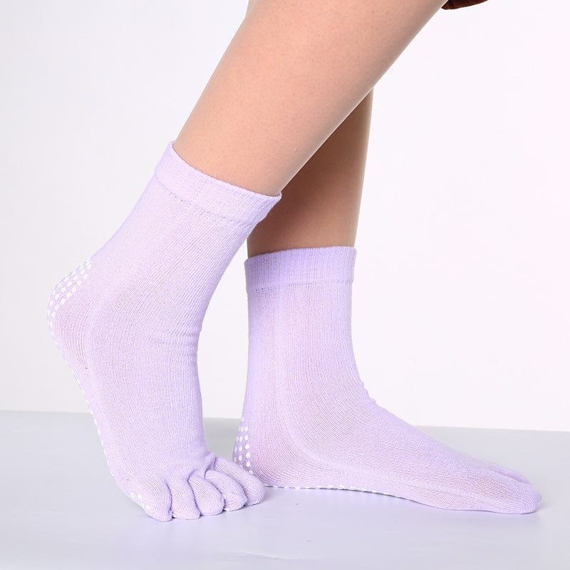 Women's Pure Cotton Dispensing Non-slip Yoga Five Finger Socks