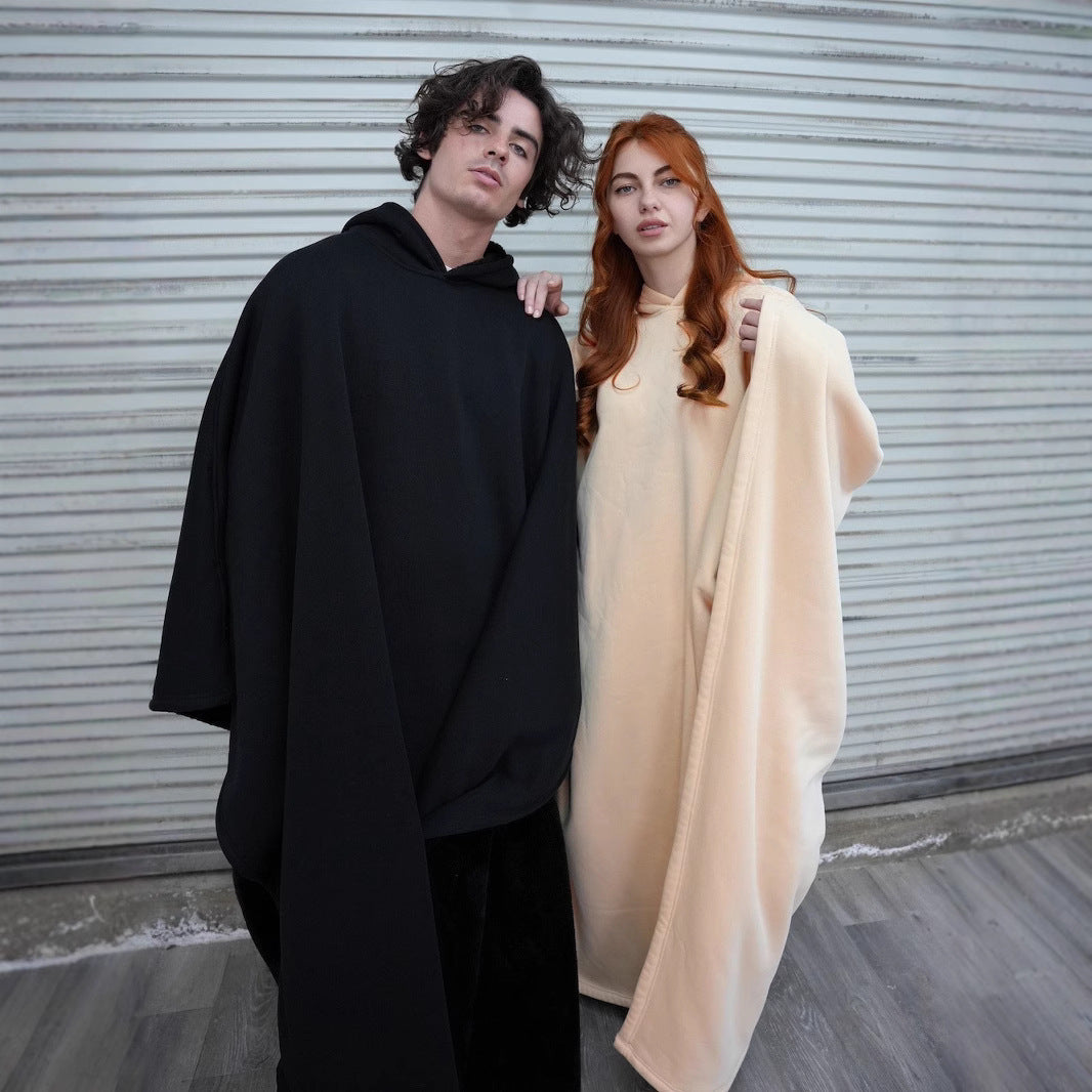 Woolen Loose Cape Batman Hoodie Blanket For Men And Women