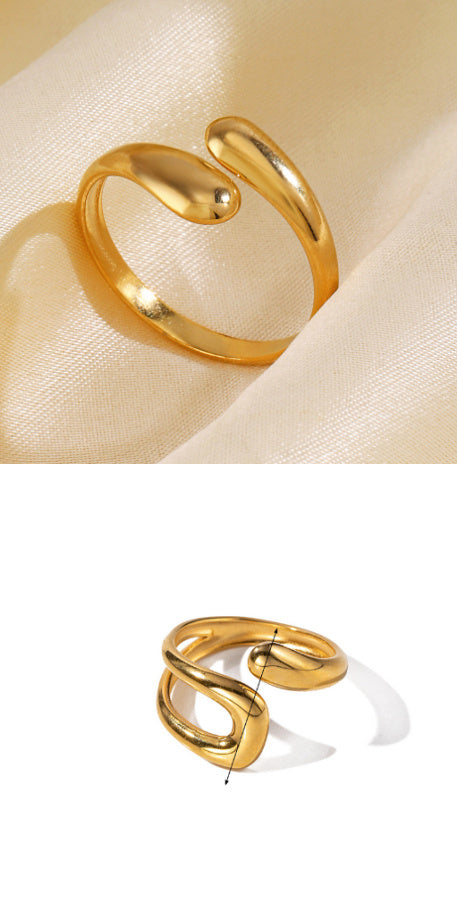 Classic Retro INS Style Stainless Steel Hollow Irregular Ring
