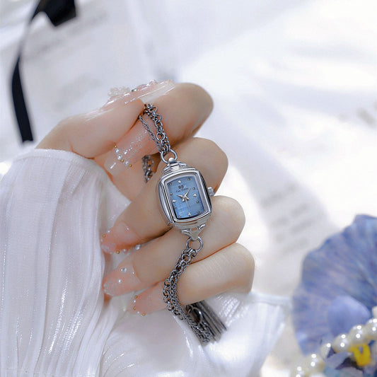 Women Chain Bracelet Light Blue Dial Watch