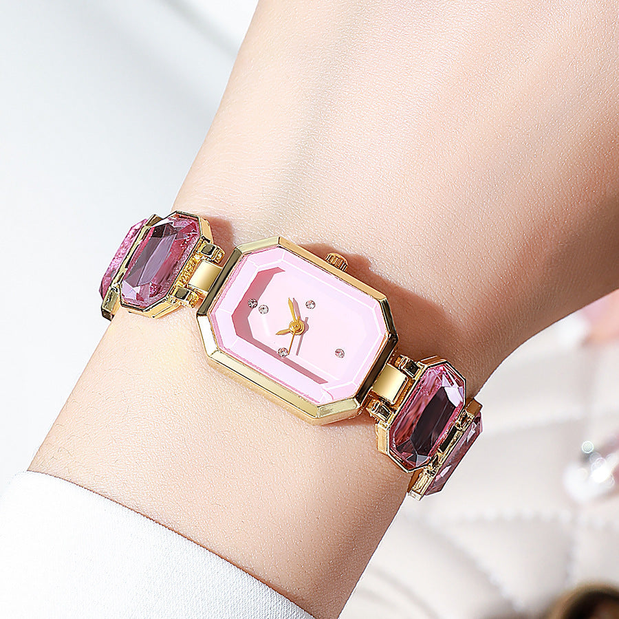 Stone Color Emerald Niche High-grade luxury Bracelet Watch