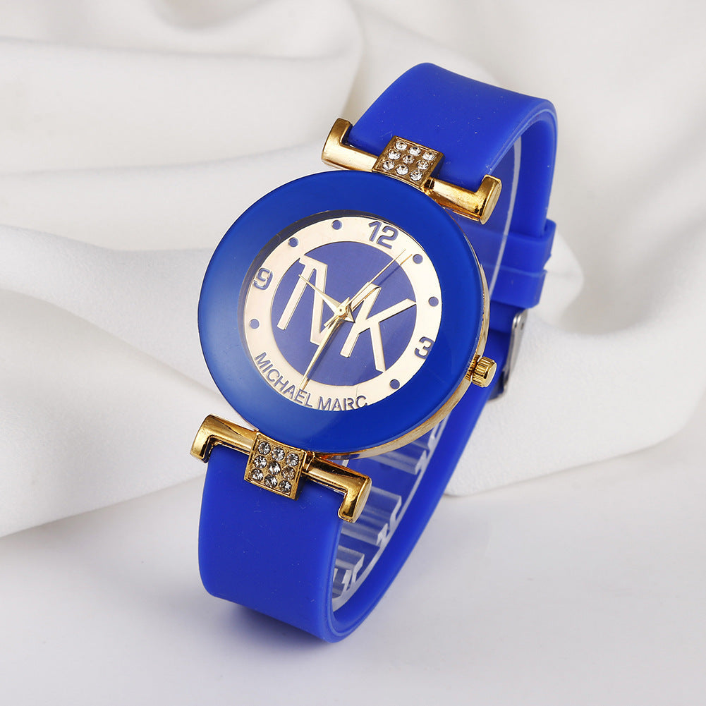Mode Damen Diamant Silikon Armband Quarzuhr