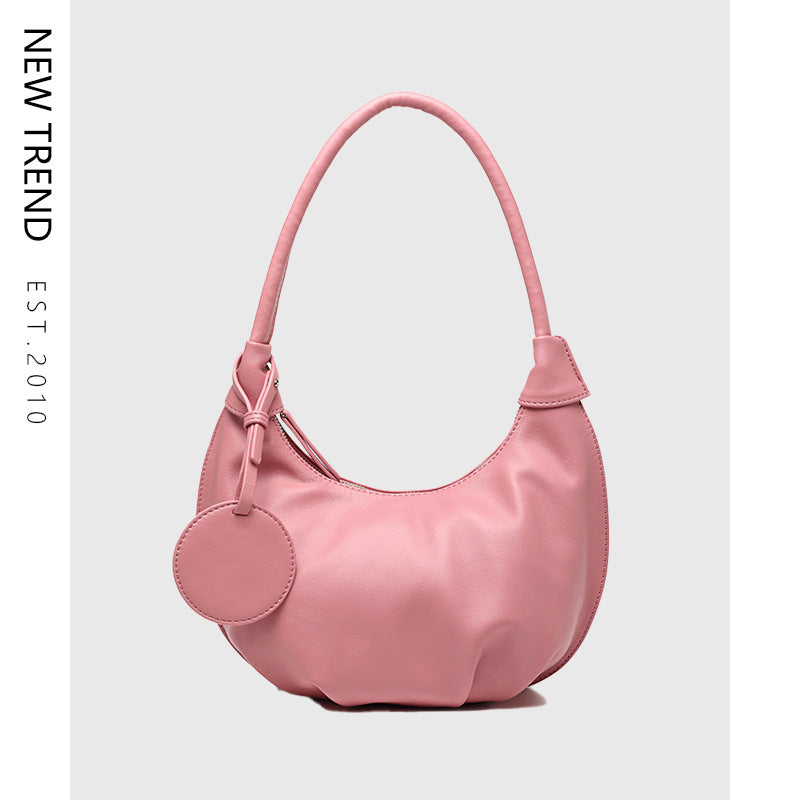 Portable Underarm Leisure Soft Leather Versatile Shoulder Dumpling Bag