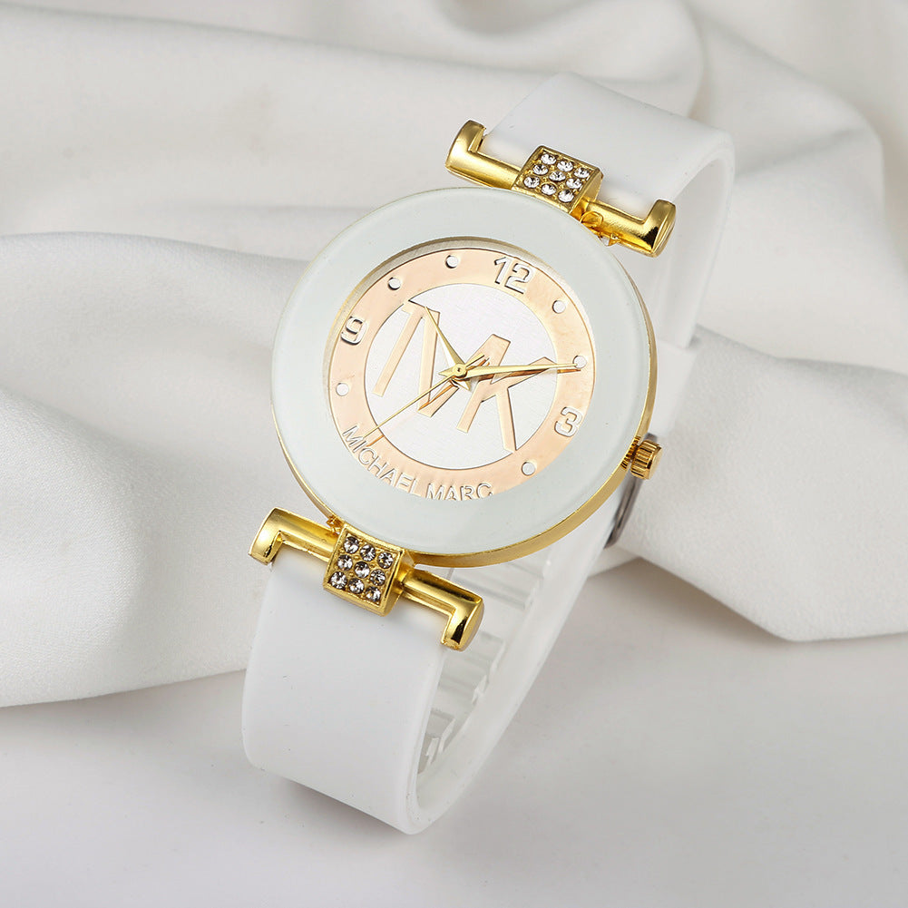 Mode Damen Diamant Silikon Armband Quarzuhr