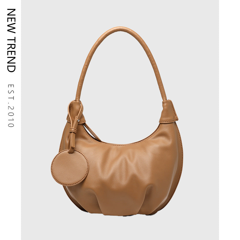 Portable Underarm Leisure Soft Leather Versatile Shoulder Dumpling Bag