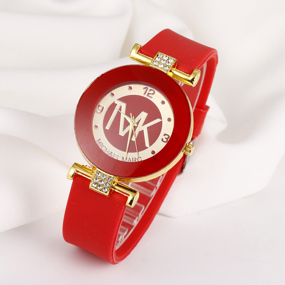 Mode Damen Diamant Silikon Armband Quarzuhr