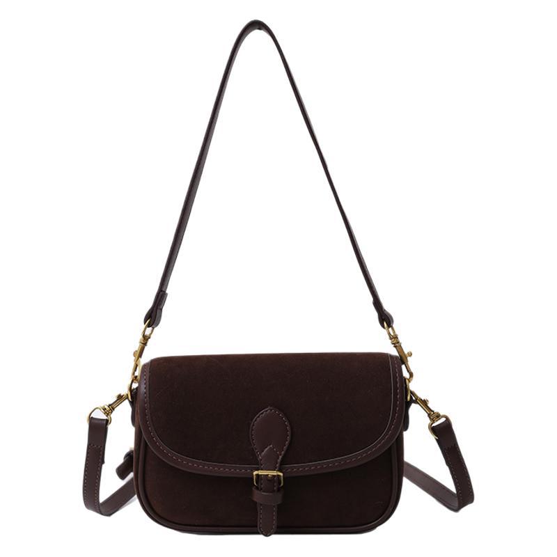 Frosted Leather Magnetic Snap Shoulder Messenger Bag