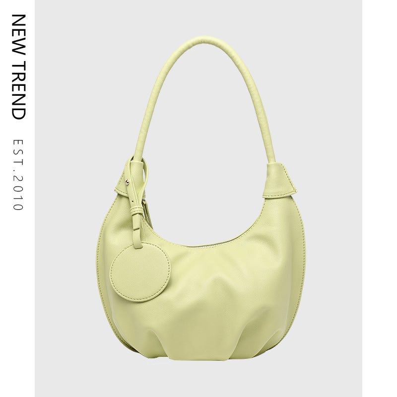 Portable Underarm Leisure Soft Leather Versatile Shoulder Dumpling Bag