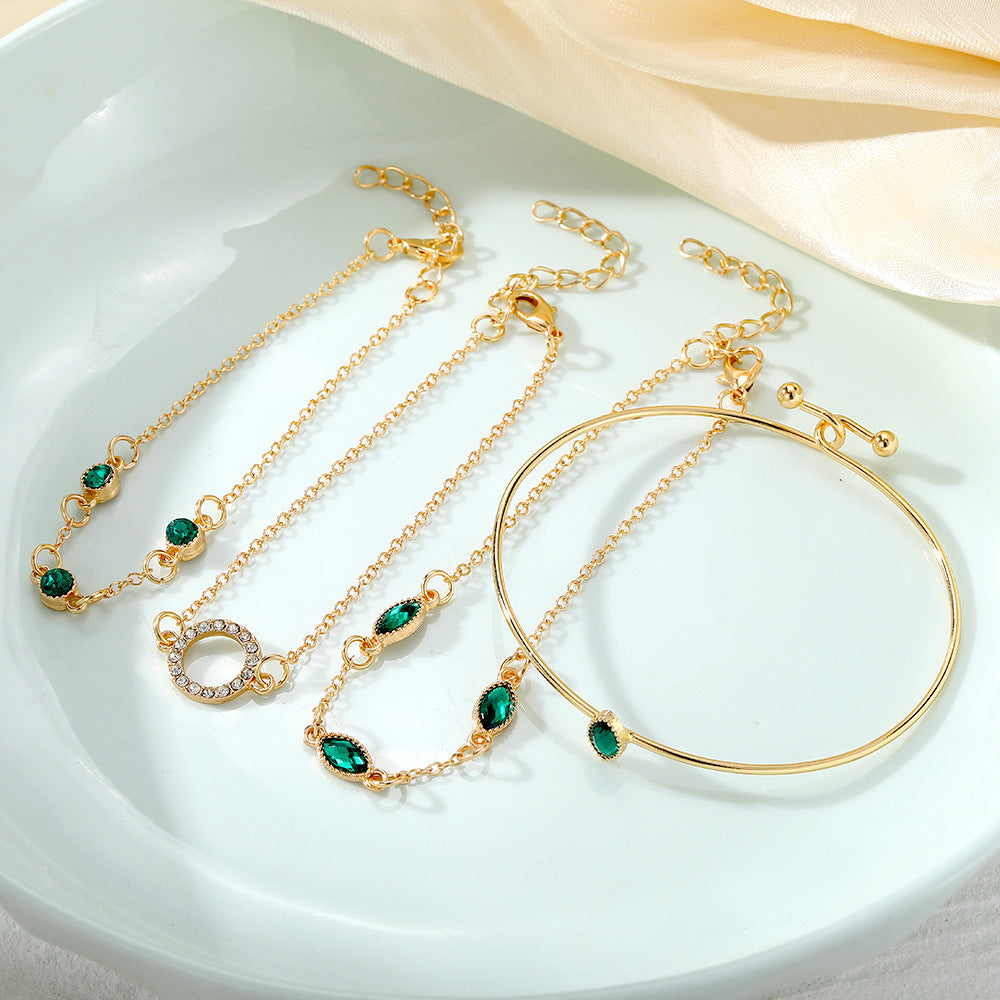 Diamond Bracelet Suit Rhinestone Chain Bracelet Four-piece Set
