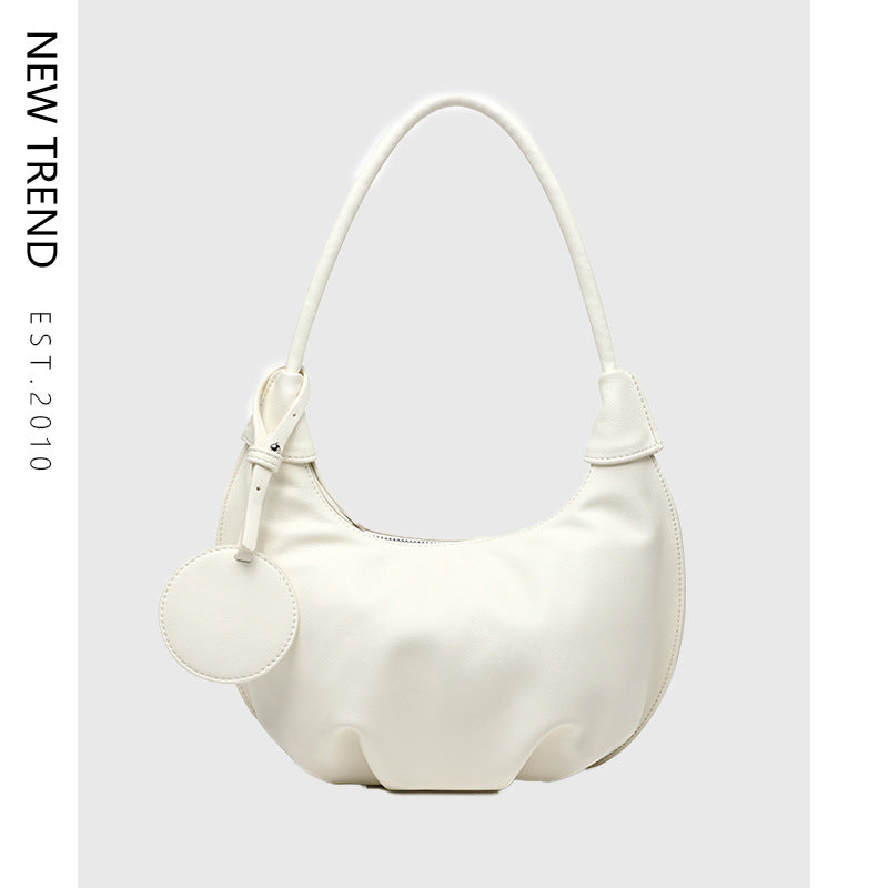 Portable Underarm Leisure Soft Leather Versatile Shoulder Dumpling Bag