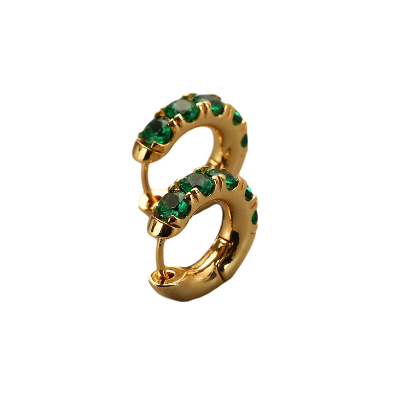 Mode Retro Smaragd Intarsien Überzug 18K Gold Ohrringe