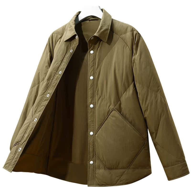Shirt Collar Down Men's New Winter Rhombus Tooling Jacket