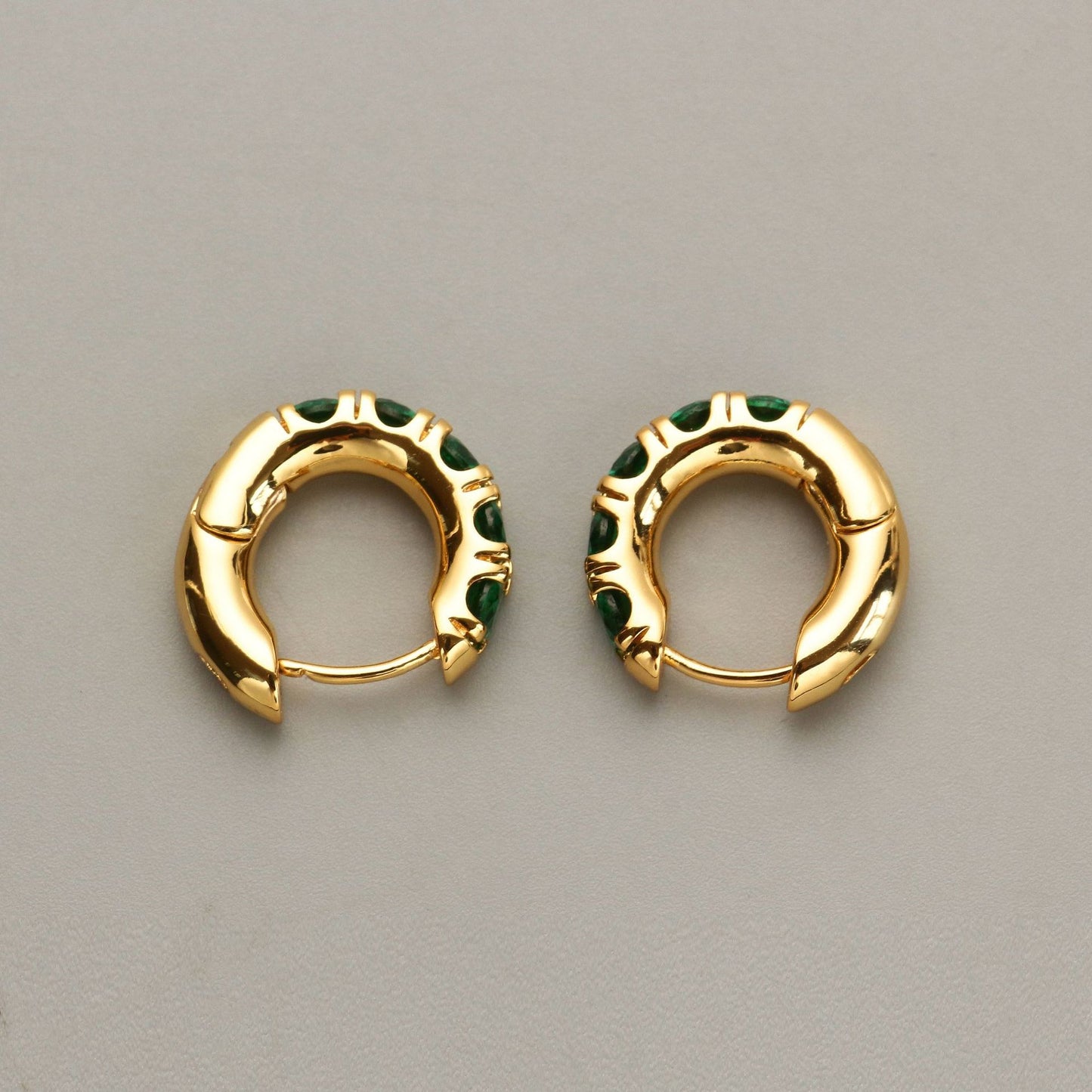 Mode Retro Smaragd Intarsien Überzug 18K Gold Ohrringe