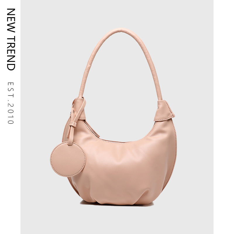 Portable Underarm Leisure Soft Leather Versatile Shoulder Dumpling Bag