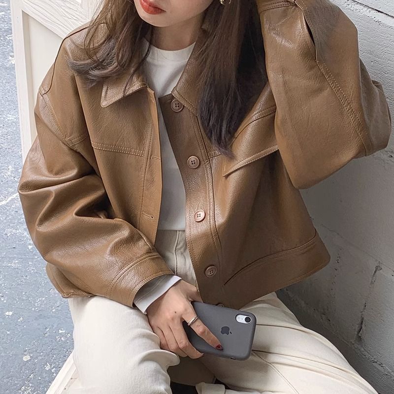 Women's Brown Leather Coat