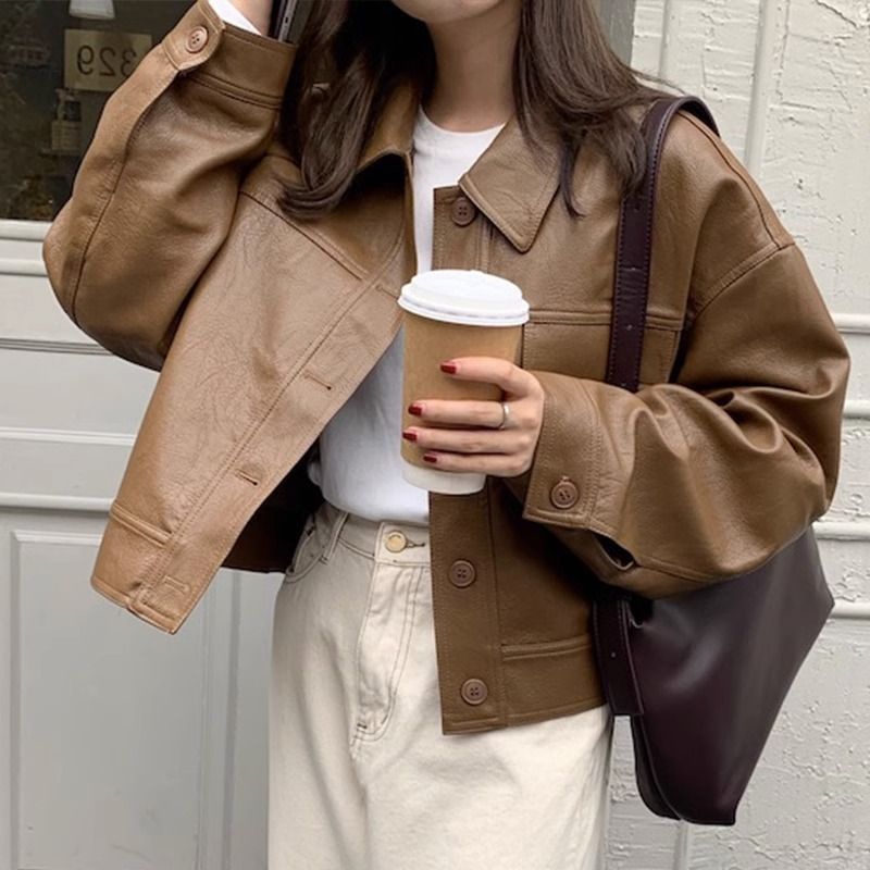 Women's Brown Leather Coat