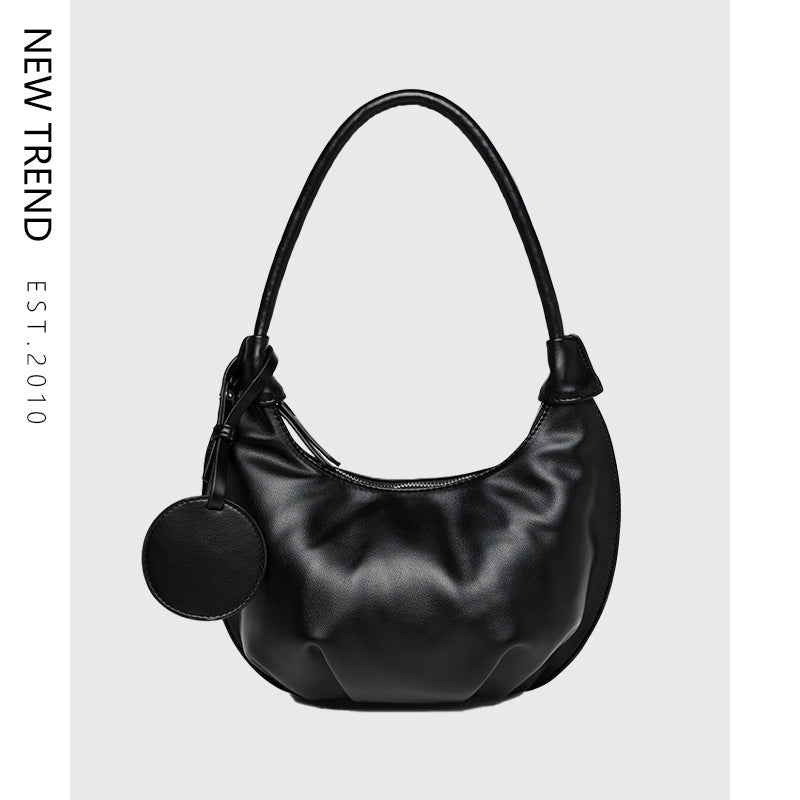Portable Underarm Leisure Soft Leather Versatile Shoulder Dumpling Bag