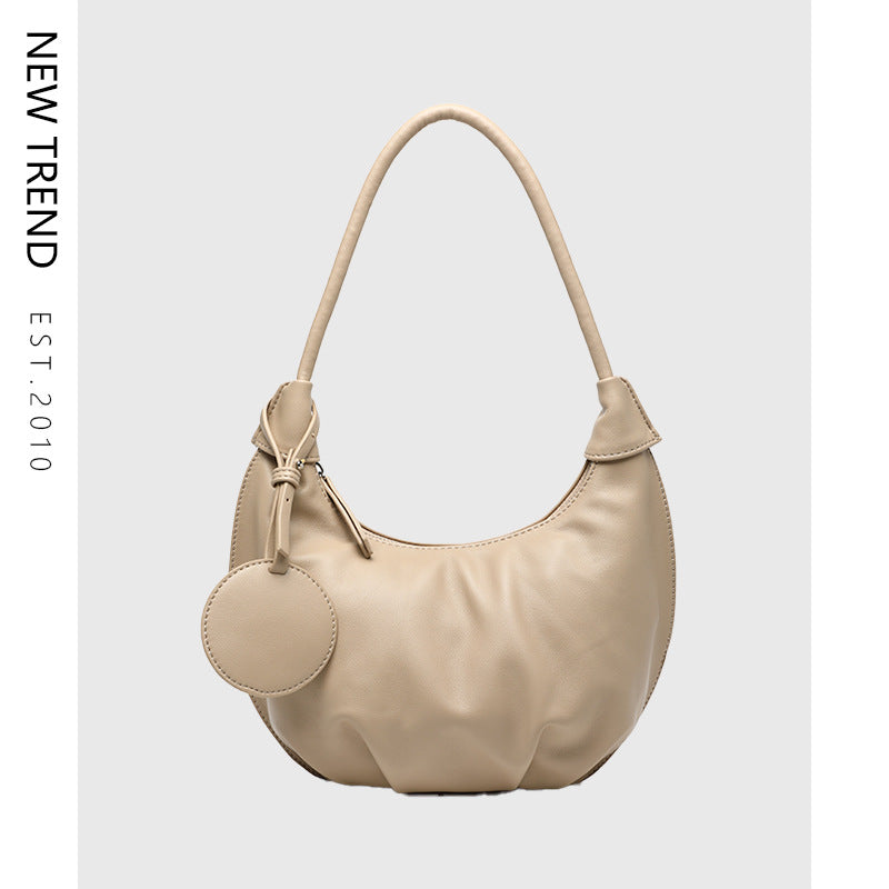 Portable Underarm Leisure Soft Leather Versatile Shoulder Dumpling Bag
