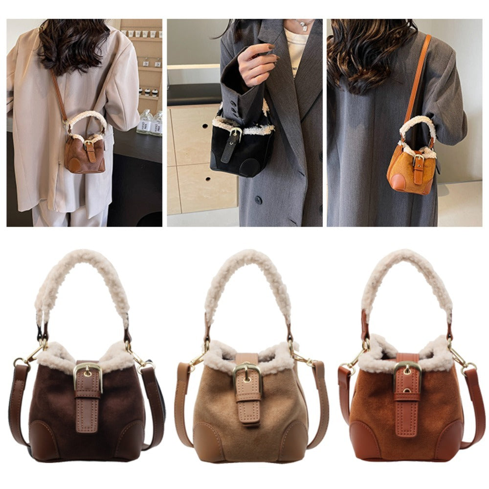 Umhängetaschen Damen Schultertasche Lässige Retro Plüschtasche