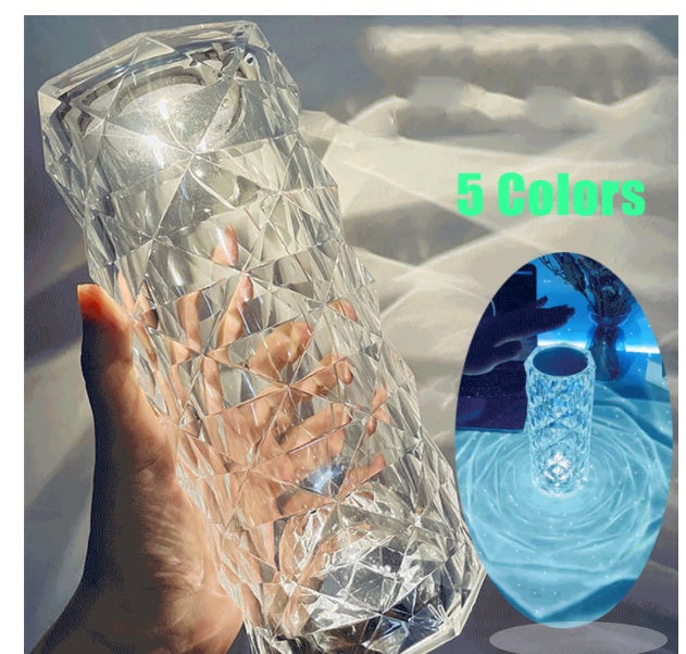 Nordic Crystal Touch Dimming Atmosphere Diamond Night Light Rose Projector Lamp Decor