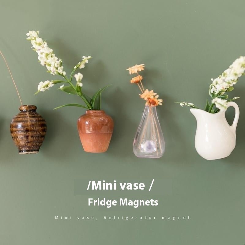 Magnetic Three-dimensional Decoration Refrigerator Sticker And Magnet Ceramic Mini Vases