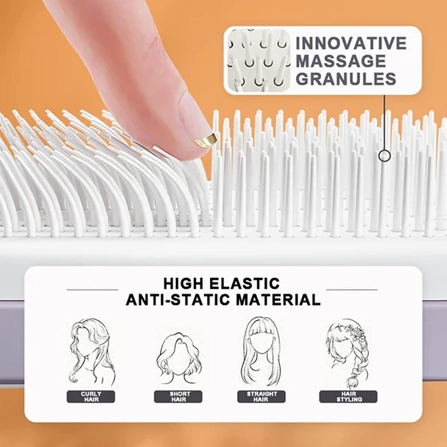 4 in 1 セルフクリーニングヘアブラシ 新セルフクリーニング静電気防止マッサージコーム スケーラブル回転リフティングセルフクリーニングヘアブラシ
