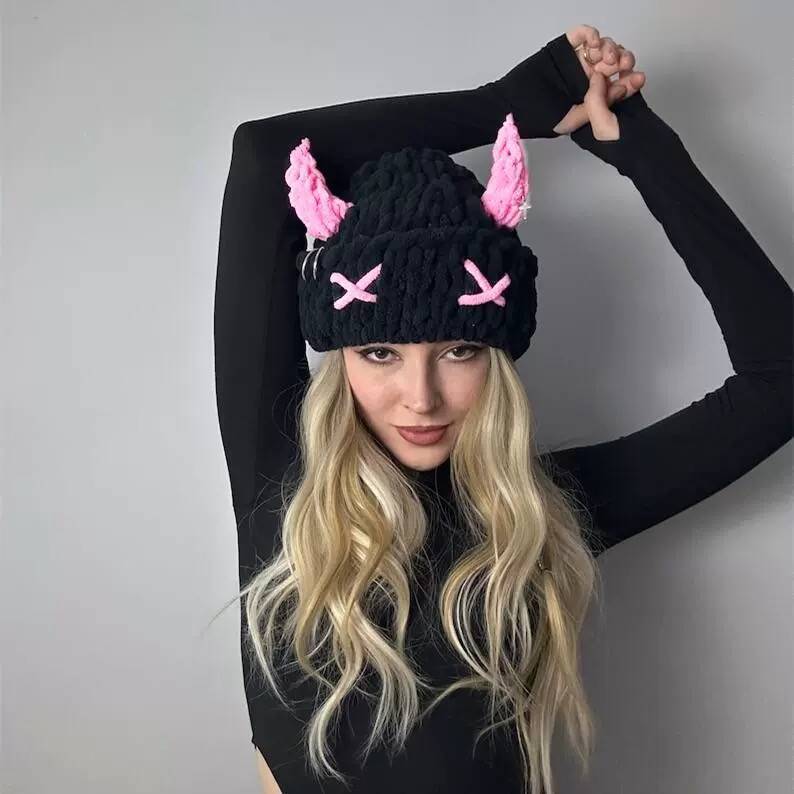 Cute Devil Horn Wool Hat