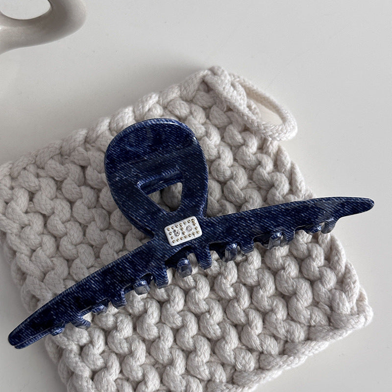 Blue Denim Jeans Style Acetate Hair Simple Shark Claw